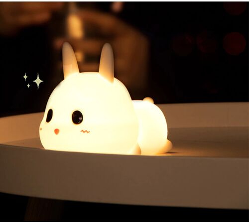 Designnest® Meng Rabbit Night Lamp Κουνελάκι Φωτιστικό νυκτός από μαλακή σιλικόνη με χρονοδιακόπτη