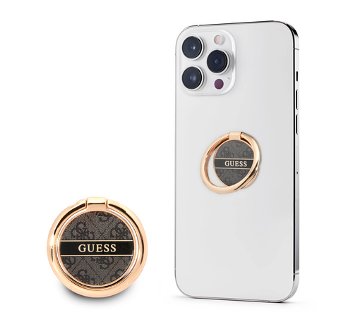 Guess 4G Ring Stand Μοντέρνο Pop Holder για smartphone σε μαύρο/καφέ/χρυσό