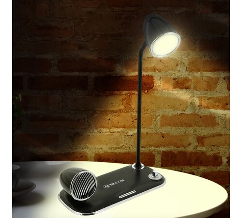 Tellur Nostalgia Wireless Desk Charger Ρετρο φωτιστικό γραφείου, ηχείο και βάση ασύρματης φόρτισης 3 σε 1 με υποστήριξη τεχνολογίας Qi (μαύρη)