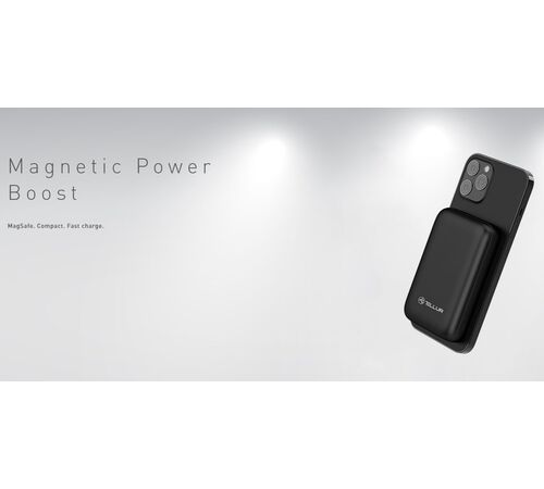 Tellur Compact Pro WPD101 Μαγνητικό Φορητό Power Bank 10.000mAh σε μαύρο χρώμα (TLL158381)