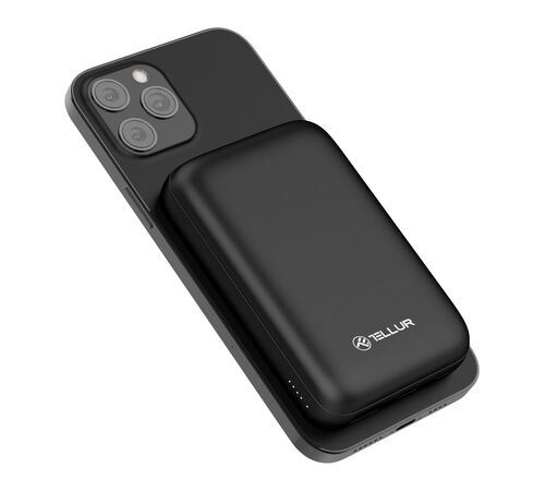 Tellur Compact Pro WPD101 Μαγνητικό Φορητό Power Bank 10.000mAh σε μαύρο χρώμα (TLL158381)