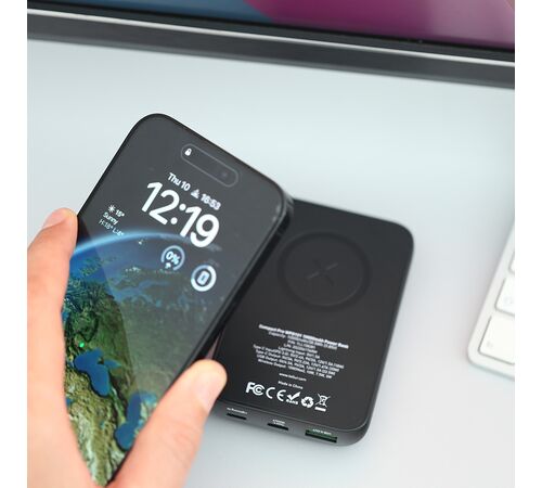 Tellur Compact Pro WPD101 Μαγνητικό Φορητό Power Bank 10.000mAh σε μαύρο χρώμα (TLL158381)