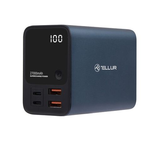 Tellur Ultra Pro Powerbank PD903 27.000mAh σε μπλε χρώμα με 2xUSB-A & 2xUSB-C θύρες φόρτισης (TLL158391)