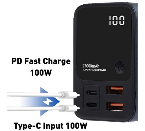 Tellur Ultra Pro Powerbank PD903 27.000mAh σε μπλε χρώμα με 2xUSB-A & 2xUSB-C θύρες φόρτισης (TLL158391)