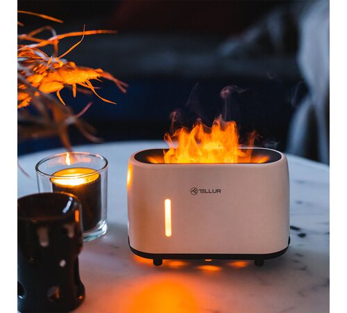 Tellur Flame Aroma Diffuser Ηλεκτρονικός υγραντήρας τηλεχειριζόμενος σε λευκό χρώμα (TLL441121)