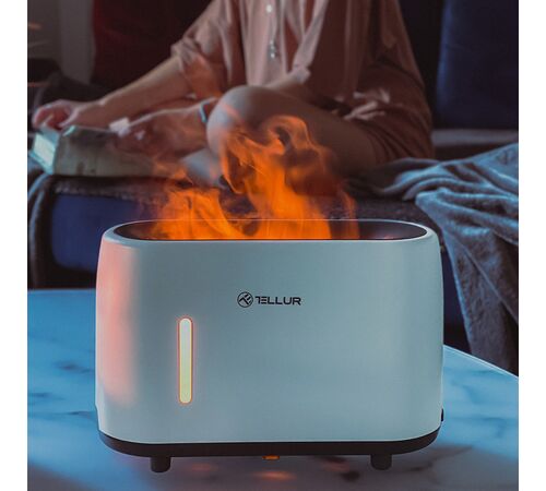 Tellur Flame Aroma Diffuser Ηλεκτρονικός υγραντήρας τηλεχειριζόμενος σε λευκό χρώμα (TLL441121)