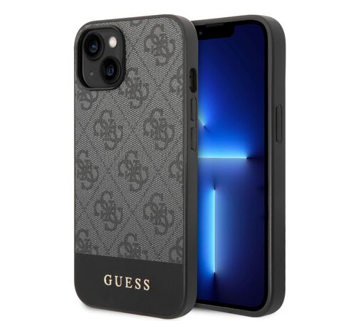Guess "4G Logo Collection" Printed Stripe Θήκη προστασίας από δερματίνη – iPhone 14 Plus (Γκρι)