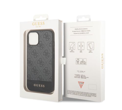 Guess "4G Logo Collection" Printed Stripe Θήκη προστασίας από δερματίνη – iPhone 14 Plus (Γκρι)