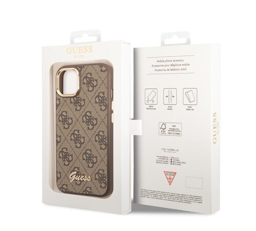 Guess “4G Logo Collection” Script Metal Logo Θήκη προστασίας από δερματίνη – iPhone 14 Plus (Καφέ)