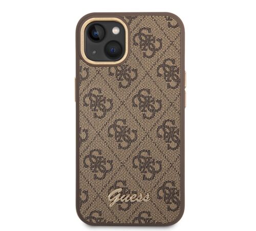 Guess “4G Logo Collection” Script Metal Logo Θήκη προστασίας από δερματίνη – iPhone 14 Plus (Καφέ)