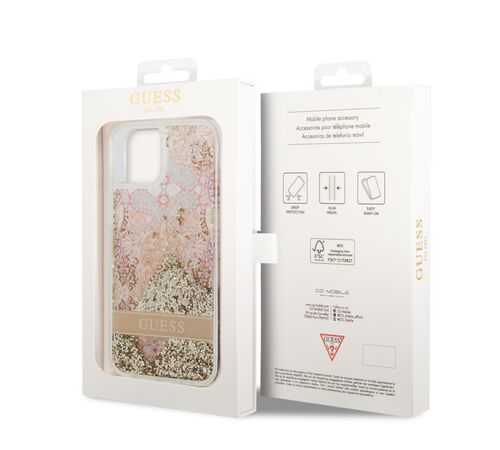 Guess Liquid Glitter Paisley Gold Collection Θήκη προστασίας από σιλικόνη – iPhone 14 Plus (Gold)