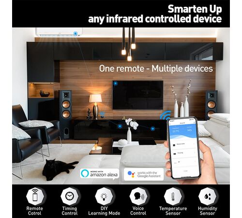 Tellur Smart IR WiFi Remote Control Τηλεχειρισμός IR & Αισθητήρας θερμοκρασίας & υγρασίας WiFi σε μαύρο (TLL331241)