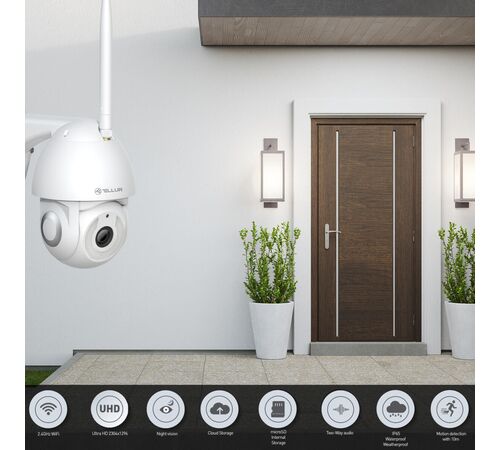 Tellur Smart WiFi Outdoor Camera Έξυπνη IP Κάμερα εξωτερικού χώρου WiFi σε λευκό χρώμα, UltraHD, PTZ, Autotracking, 3MP