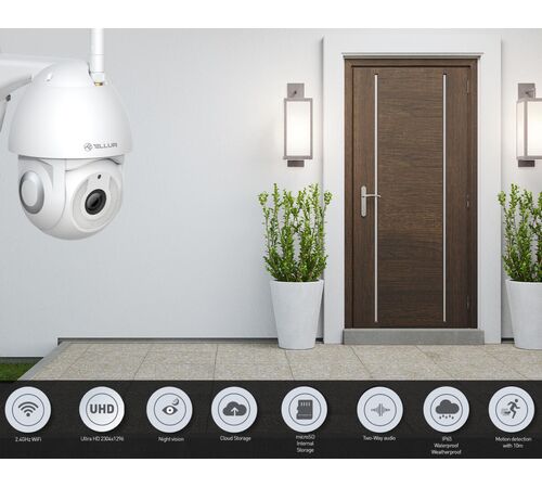 Tellur Smart WiFi Outdoor Camera Έξυπνη IP Κάμερα εξωτερικού χώρου WiFi σε λευκό χρώμα, UltraHD, PTZ, Autotracking, 3MP