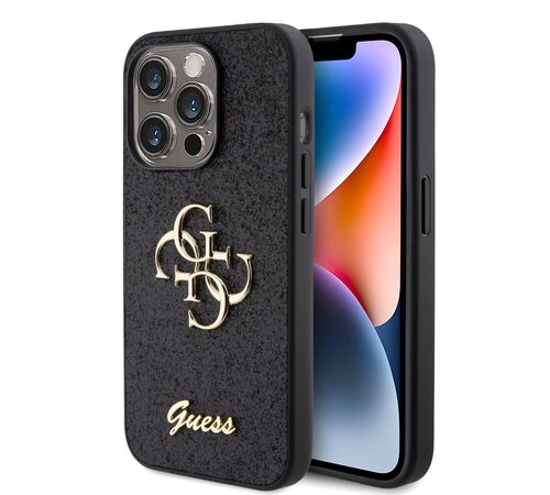 Guess Fixed Glitter 4G Logo Case Θήκη προστασίας από σιλικόνη – iPhone 15 Pro (Black – GUHCP15LHG4SGK)