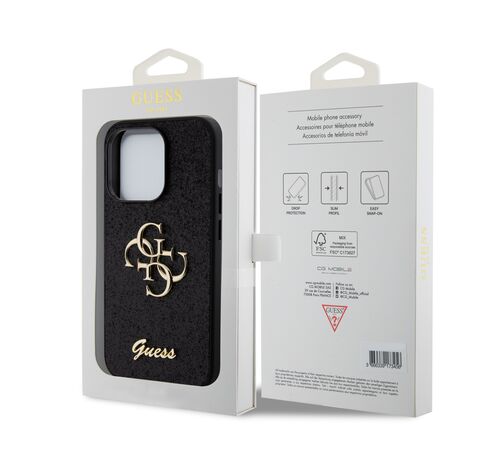 Guess Fixed Glitter 4G Logo Case Θήκη προστασίας από σιλικόνη – iPhone 15 Pro (Black – GUHCP15LHG4SGK)