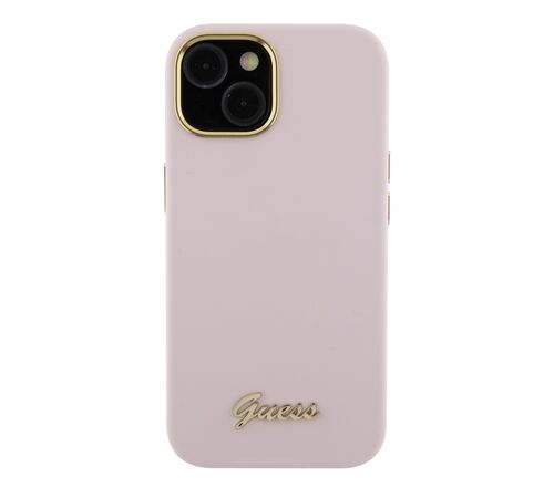 Guess “Vintage Script Gold Logo Collection” Σκληρή Θήκη προστασίας από σιλικόνη – Apple iPhone 15 (Ροζ  – GUHCP15SSMBSLP)
