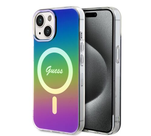 Guess Iridescent Magsafe Case Πολύχρωμη θήκη προστασίας από σκληρό πλαστικό – iPhone 15 (Rainbow Black – GUHMP15SHITSK)