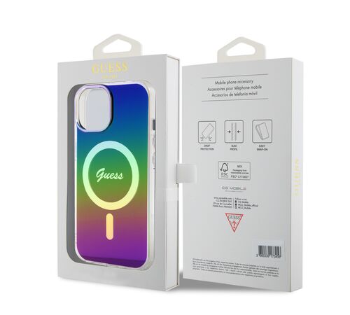 Guess Iridescent Magsafe Case Πολύχρωμη θήκη προστασίας από σκληρό πλαστικό – iPhone 15 (Rainbow Black – GUHMP15SHITSK)