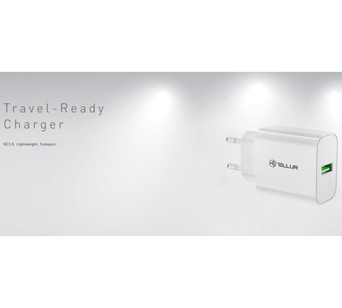 Tellur Οικιακός Φορτιστής USB-A με QuickCharge 3.0 (QC3.0 18W) σε λευκό χρώμα (TLL151401)