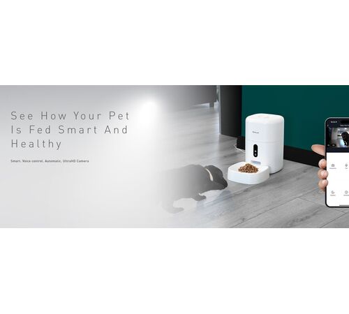 Tellur Smart WiFi Pet Feeder 4L & UltraHD Camera Έξυπνη τηλεχειριζόμενη WiFi Ποτίστρα/ταΐστρα 4 λίτρων Γάτας/Σκύλου με ενσωματωμένη κάμερα σε χρώμα λευκό