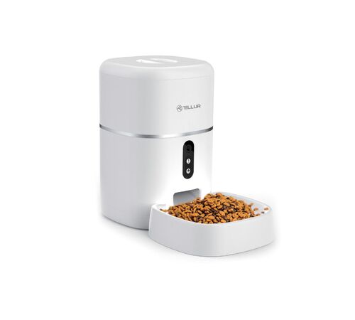 Tellur Smart WiFi Pet Feeder 4L & UltraHD Camera Έξυπνη τηλεχειριζόμενη WiFi Ποτίστρα/ταΐστρα 4 λίτρων Γάτας/Σκύλου με ενσωματωμένη κάμερα σε χρώμα λευκό