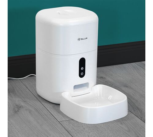 Tellur Smart WiFi Pet Feeder 4L & UltraHD Camera Έξυπνη τηλεχειριζόμενη WiFi Ποτίστρα/ταΐστρα 4 λίτρων Γάτας/Σκύλου με ενσωματωμένη κάμερα σε χρώμα λευκό