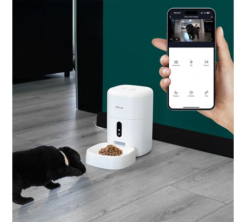 Tellur Smart WiFi Pet Feeder 4L & UltraHD Camera Έξυπνη τηλεχειριζόμενη WiFi Ποτίστρα/ταΐστρα 4 λίτρων Γάτας/Σκύλου με ενσωματωμένη κάμερα σε χρώμα λευκό