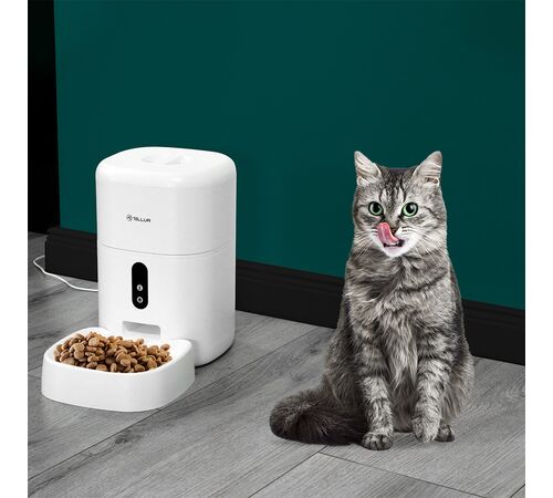 Tellur Smart WiFi Pet Feeder 4L & UltraHD Camera Έξυπνη τηλεχειριζόμενη WiFi Ποτίστρα/ταΐστρα 4 λίτρων Γάτας/Σκύλου με ενσωματωμένη κάμερα σε χρώμα λευκό