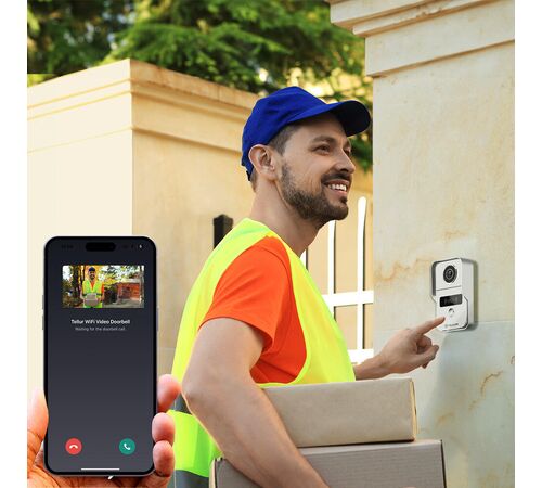 Tellur Smart WiFi Video DoorBell 1080p Ασύρματο Κουδούνι Πόρτας με Κάμερα & Wi-Fi σε ασημί χρώμα FullHD (TLL331511)