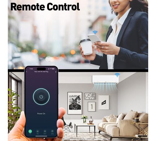 Tellur Smart WiFi Έξυπνη Πρίζα Ρεύματος 3600W / 16A με ενσωματωμένες θύρες 1xUSB 18W & 1xUSB-C PD 20W σε λευκό (TLL331531)