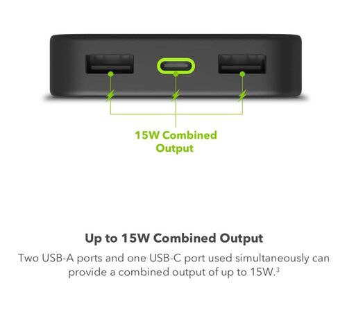 Mophie Powerstation 2023 Powerbank 10.000mAh με 2 θύρες USB-A και 1 θύρα USB-C (PowerDelivery 20W) σε μαύρο χρώμα