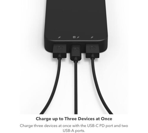 Mophie Powerstation 2023 Powerbank 10.000mAh με 2 θύρες USB-A και 1 θύρα USB-C (PowerDelivery 20W) σε μαύρο χρώμα