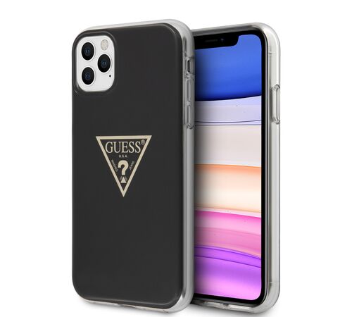 Guess “Metallic Triangle Glitter Logo Collection” Θήκη προστασίας από σιλικόνη – iPhone 11 Pro Max (Black – GUHCN65PCUMPTBK)
