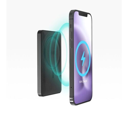 Mophie Snap+ Juice Pack Mini Μαγνητικό Powerbank 5.000 mAh με ενσωματωμένο Snap Adapter και υποστήριξη Qi & MagSafe σε χρώμα μαύρο