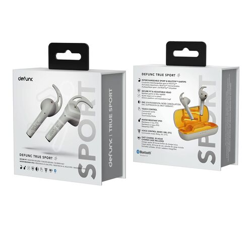 Defunc TRUE SPORT Bluetooth 5.2 Ασύρματα Αθλητικά True Wireless Ακουστικά με θήκη (ασημί)