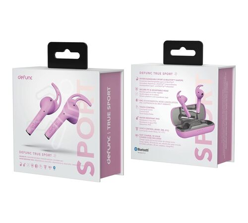 Defunc TRUE SPORT Bluetooth 5.2 Ασύρματα Αθλητικά True Wireless Ακουστικά με θήκη (ροζ)