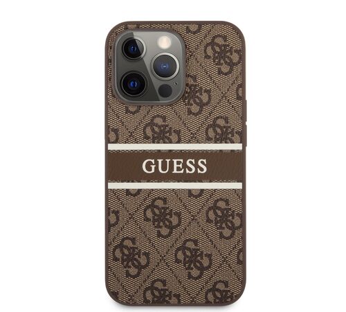 Guess "4G Logo Collection" Printed Stripe Θήκη προστασίας από δερματίνη – iPhone 13 Pro (Καφέ)