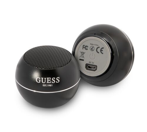 Guess Mini Φορητό Αλουμινένιο Ηχείο Bluetooth 3W με 4 ώρες αυτονομία (μαύρο)