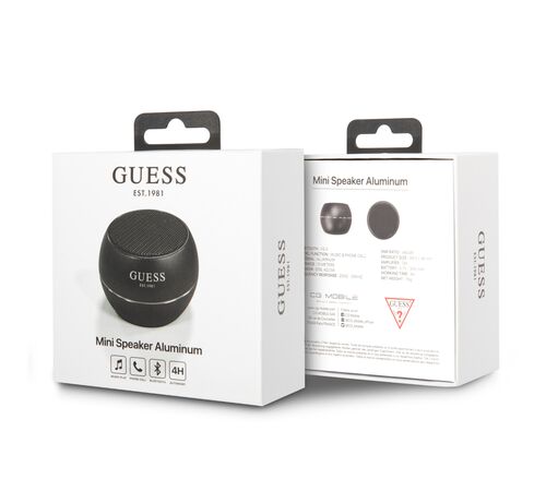 Guess Mini Φορητό Αλουμινένιο Ηχείο Bluetooth 3W με 4 ώρες αυτονομία (μαύρο)