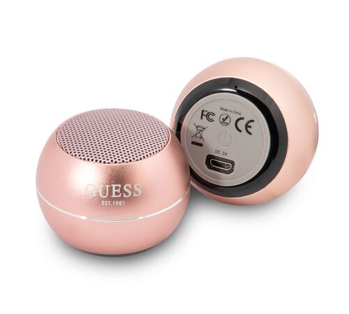 Guess Mini Φορητό Αλουμινένιο Ηχείο Bluetooth 3W με 4 ώρες αυτονομία (ροζ)