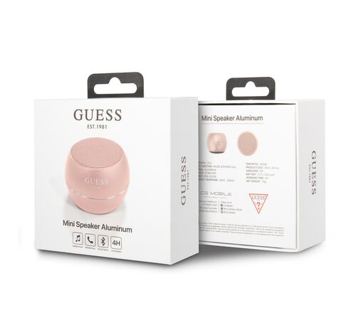 Guess Mini Φορητό Αλουμινένιο Ηχείο Bluetooth 3W με 4 ώρες αυτονομία (ροζ)