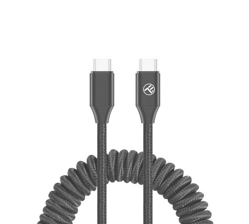 Καλώδιο φόρτισης και δεδομένων Tellur USB-C σε USB-C PD60W – επεκτάσιμο έως 1,8 μέτρα σε μαύρο χρώμα
