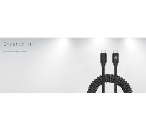 Καλώδιο φόρτισης και δεδομένων Tellur USB-C σε USB-C PD60W – επεκτάσιμο έως 1,8 μέτρα σε μαύρο χρώμα