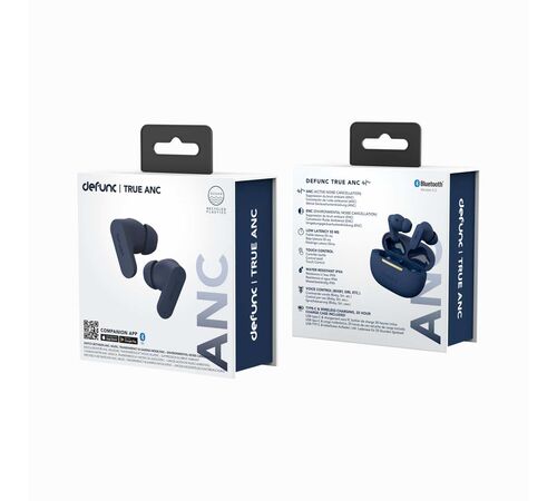 Defunc TRUE ANC Bluetooth 5.3 Ασύρματα True Wireless Ακουστικά με Active Noise Cancellation και θήκη (μπλε)