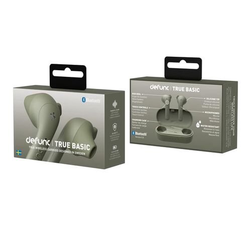 Defunc TRUE BASIC Bluetooth 5.2 Ασύρματα True Wireless Ακουστικά με θήκη (πράσινο)