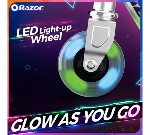 Razor Παιδικό Ηλεκτρικό Πατίνι Color Rave με μέγιστη ταχύτητα 12 km/h κατάλληλο για παιδιά 8 ετών και άνω σε χρώμα Silver