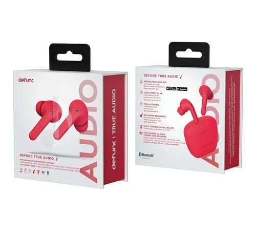Defunc TRUE AUDIO Bluetooth 5.3 Ασύρματα True Wireless Ακουστικά με θήκη (κόκκινο)