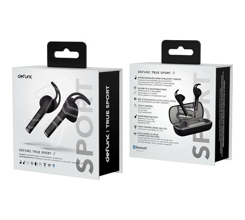 Defunc TRUE SPORT Bluetooth 5.2 Ασύρματα Αθλητικά True Wireless Ακουστικά με θήκη (μαύρο)