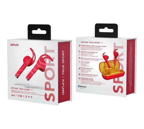 Defunc TRUE SPORT Bluetooth 5.2 Ασύρματα Αθλητικά True Wireless Ακουστικά με θήκη (κόκκινο)